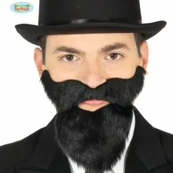 Barba Y Bigote Negra Adhesiva Para Hombre