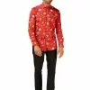 Camisa Navideña Roja "Doodle Red" - Opposuits -Complementos Ventas camisa de christmas doodle red opposuits para hombre