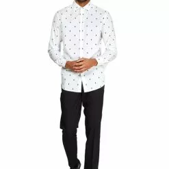 Camisa Navideña Blanca Árboles De Navidad - Opposuits