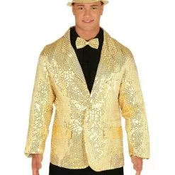 Chaqueta De Lentejuelas Doradas Para Hombre