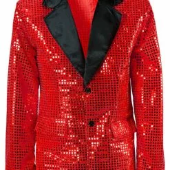 Chaqueta Roja De Lentejuelas Para Hombre Talla Grande