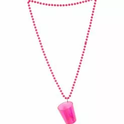 Collar Con Vaso De Chupito Rosa Flúor