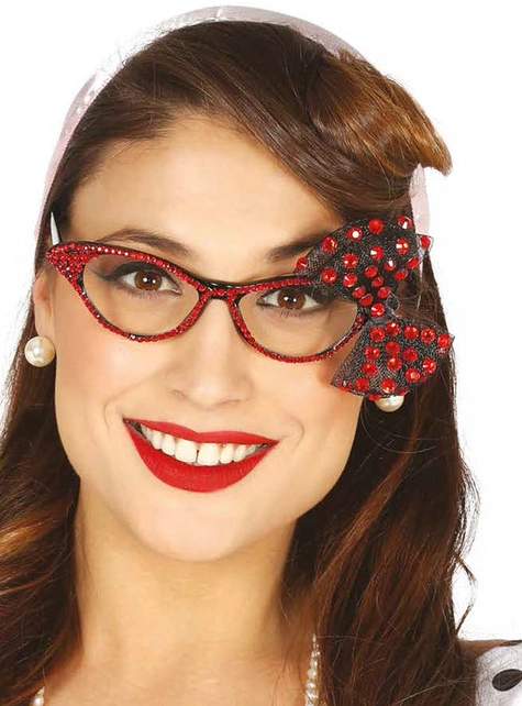 Gafas Años 50 Con Brillantes Y Lazo Rojo Para Mujer 3 Gafas Años 50 Con Brillantes Y Lazo Rojo Para Mujer