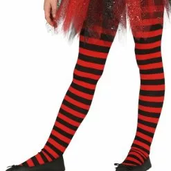 Pantys De Bruja De Rayas Negras Y Rojas Para Niña