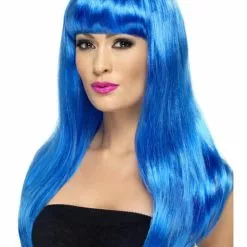 Peluca Azul Con Flequillo