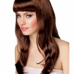 Peluca Castaña Larga Para Mujer