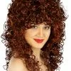 Peluca Castaña Y Rizada De Chica De Salón -Complementos Ventas peluca castana y rizada de chica de salon