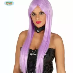 Peluca Con Flequillo Morada Lisa Para Mujer