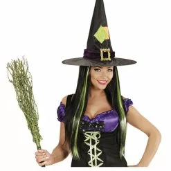 Peluca De Bruja Con Mechas Verdes