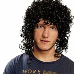 Peluca Negra Con Rizos Para Adulto