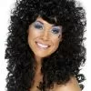 Peluca Años 80 Rizos Negra Para Mujer -Complementos Ventas peluca de rizos largos negra
