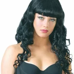 Peluca De Rizos Ondulada Y Negra