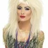 Peluca Años 80 Encrespada Rubia Para Mujer