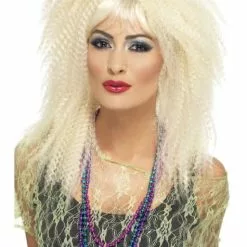 Peluca Años 80 Encrespada Rubia Para Mujer