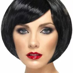 Peluca Negra Bob Con Flequillo
