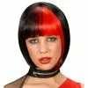 Peluca Negra Con Mechas Rojos para Mujer -Complementos Ventas peluca negra con mechas rojos estilo zoey para mujer