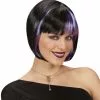 Peluca Negra Con Mechas Violetas para Mujer -Complementos Ventas peluca negra con mechas violetas estilo zoey para mujer
