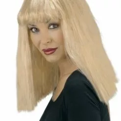 Peluca Rubia Corte Recto Con Flequillo