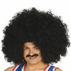 Peluca Súper Gigante Negra De Rizos