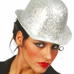 Sombrero Bombín De Escarcha Plata