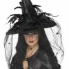 Sombrero De Bruja Con Plumas Y Tul -Complementos Ventas sombrero de bruja con plumas y tul