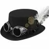 Sombrero Steampunk Negro Con Gafas Y Plumas Para Adulto