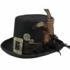 Sombrero Steampunk Negro Con Hebilla Y Plumas Para Adulto